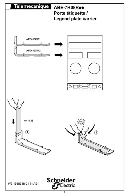 schneider施耐德APD1S1P. Replacement legend holder